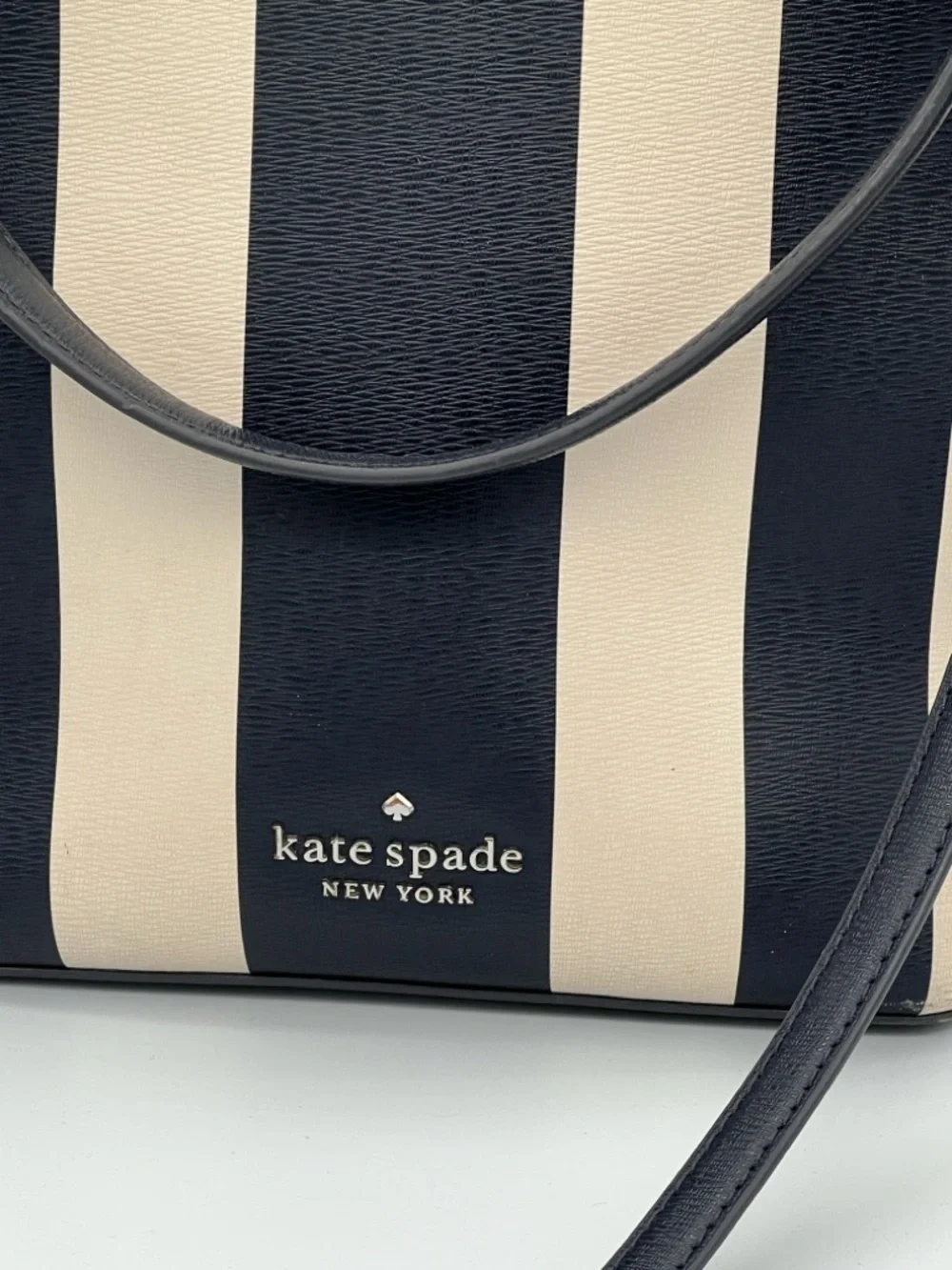 Kate Spade NY navy blue & Cream Stripe Crossbody Bag
